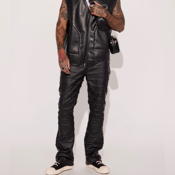 Black stacked flared pants - Picture 3 of 4